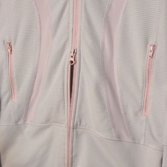 Lululemon Light Pale Pink/White Multi Zip-Up Jacket With Zippered Pockets. - Picture 2 of 14